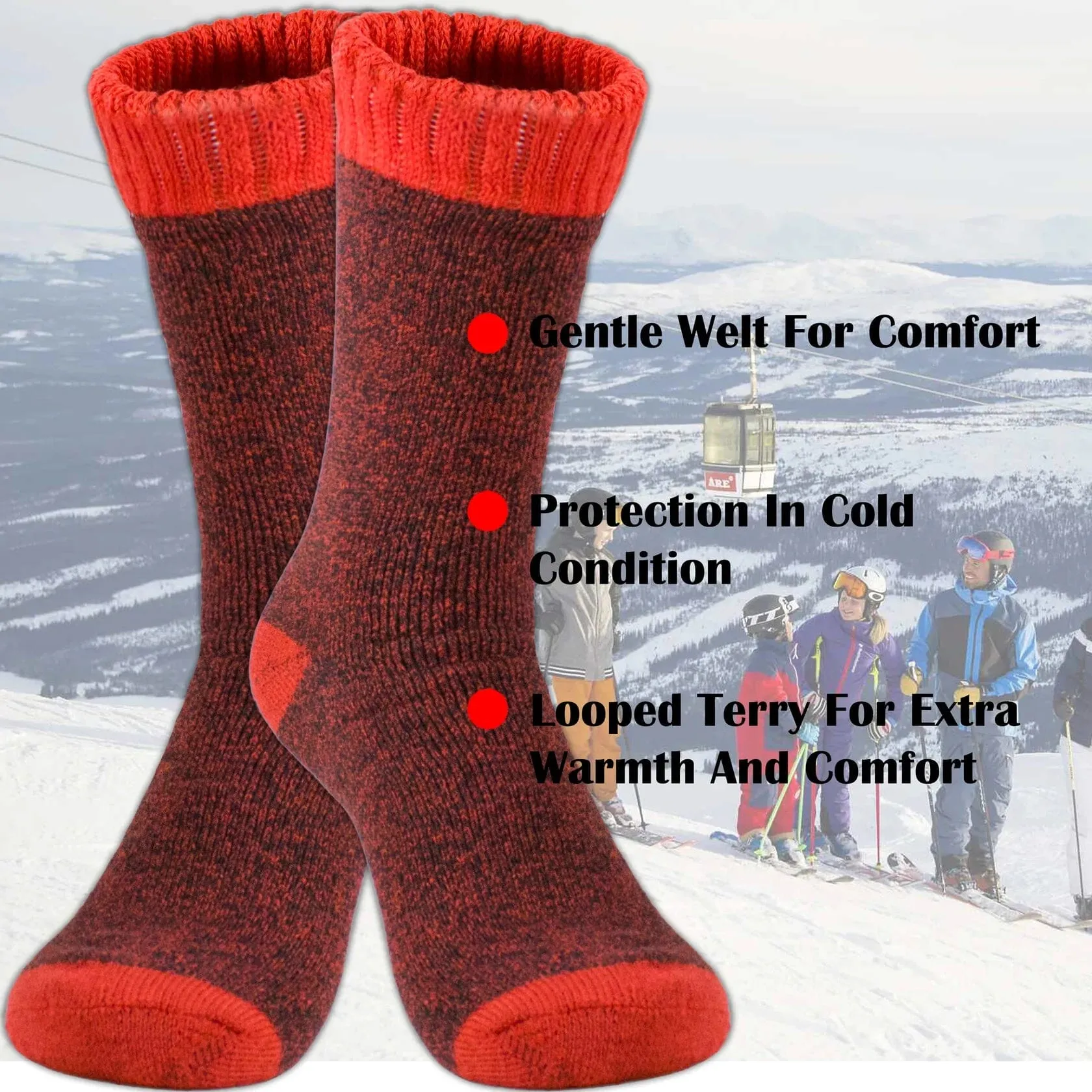 6-Pack: Ladies Soft Warm Winter Thermal Socks Assorted Colors