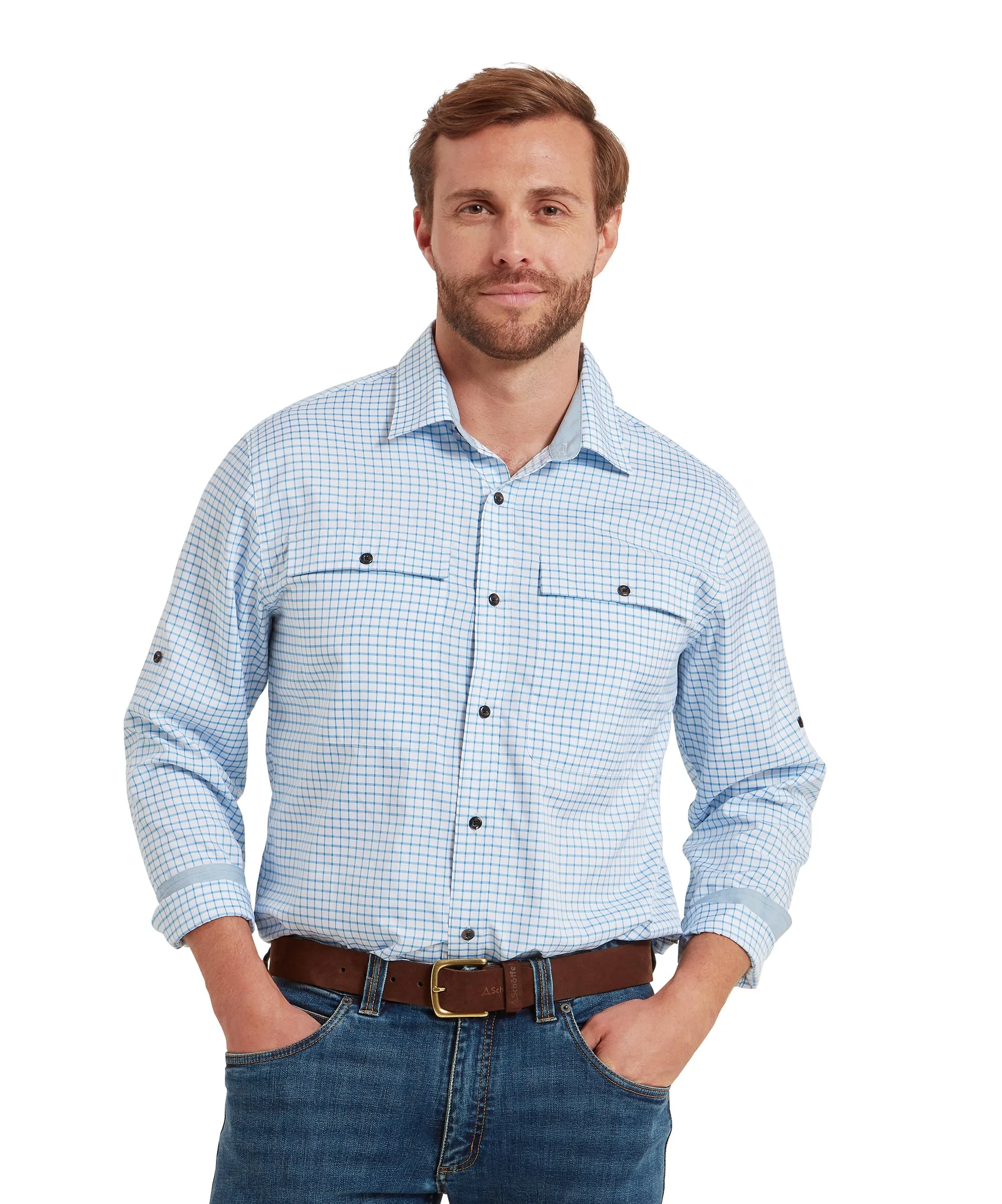 Findhorn Technical Fishing Shirt - Mykonos Blue Check
