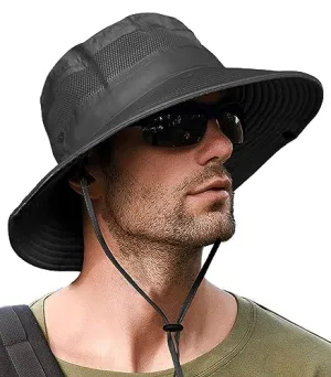 Geartop Wide Brim Sun Hat For Womens And Mens Sun Hats Uv Protection Dark Grey
