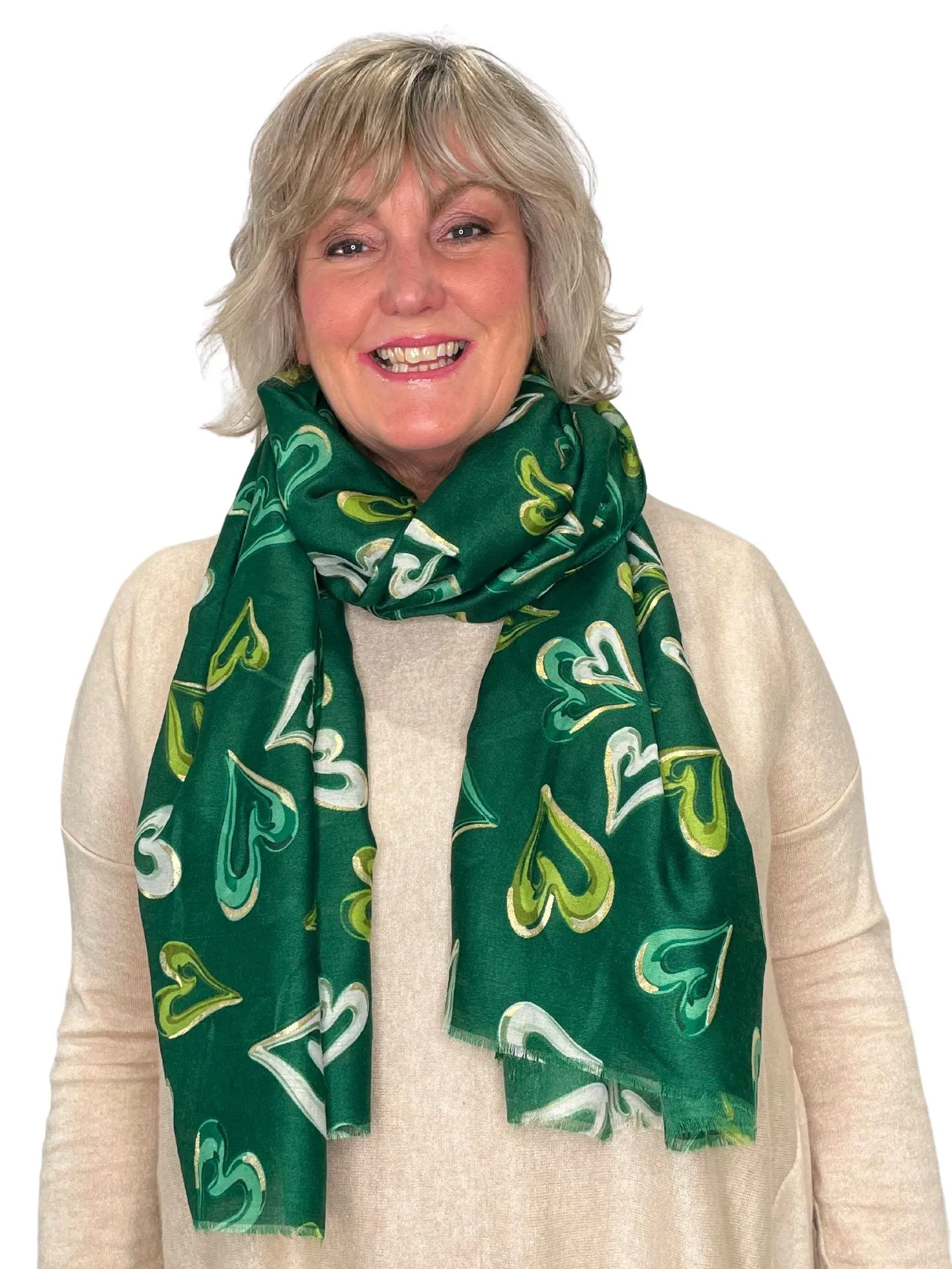 Hailey Scattered Hearts with Gold Details Scarf