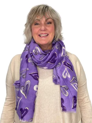 Hailey Scattered Hearts with Gold Details Scarf