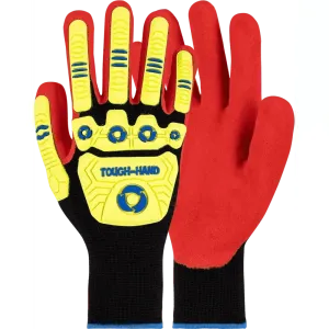 Maxmac Tough sandy nitrile palm impact resistant gloves Cut-Lv2