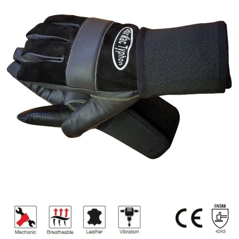 Maxmac Typhon leather vibration   cut resistant gloves Cut-Lv2