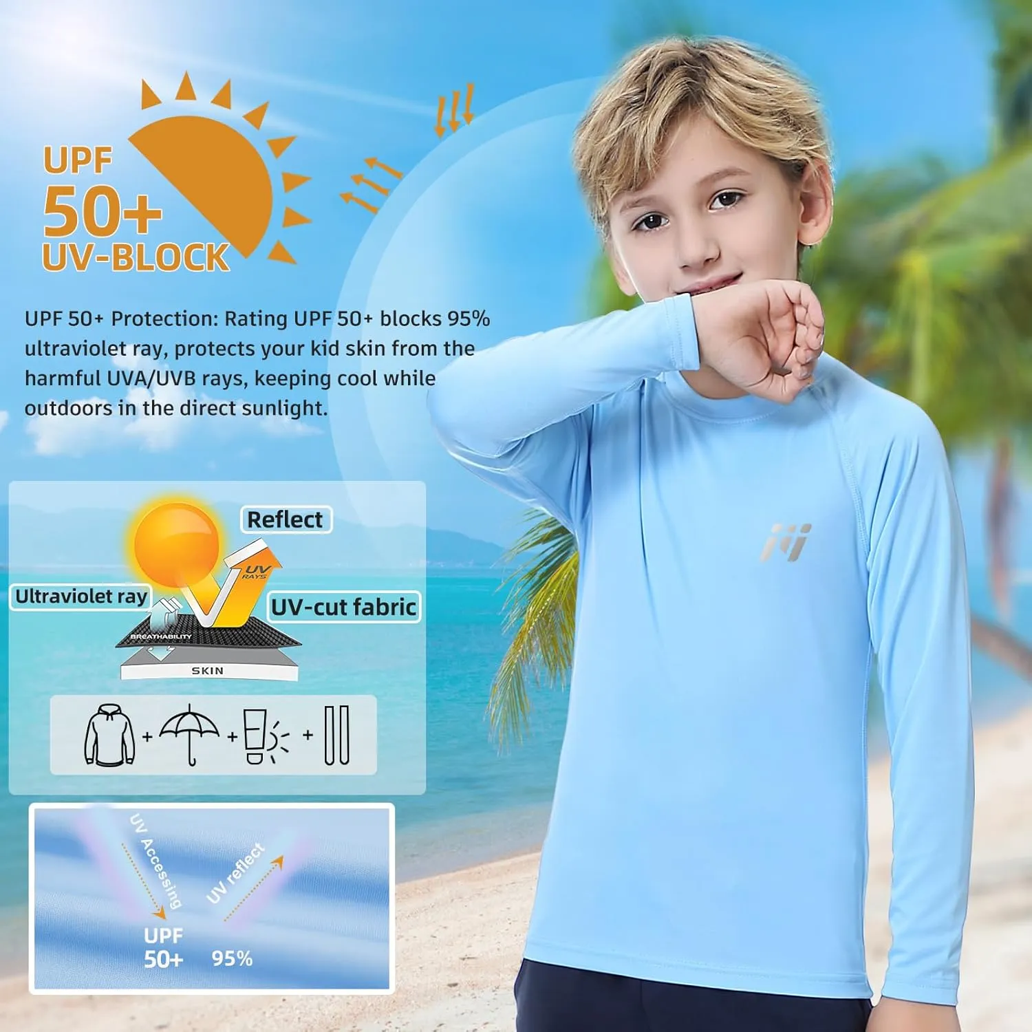MEETWEE Children's Base Layer Boys Long Sleeve Shirt Quick Dry Kids Thermal Long Underwear,UPF50  Boy Rash Guard Shirts