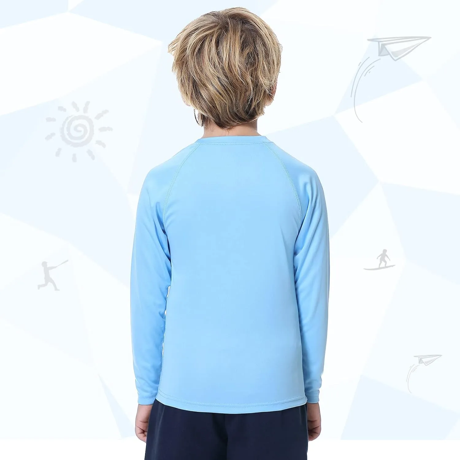 MEETWEE Children's Base Layer Boys Long Sleeve Shirt Quick Dry Kids Thermal Long Underwear,UPF50  Boy Rash Guard Shirts