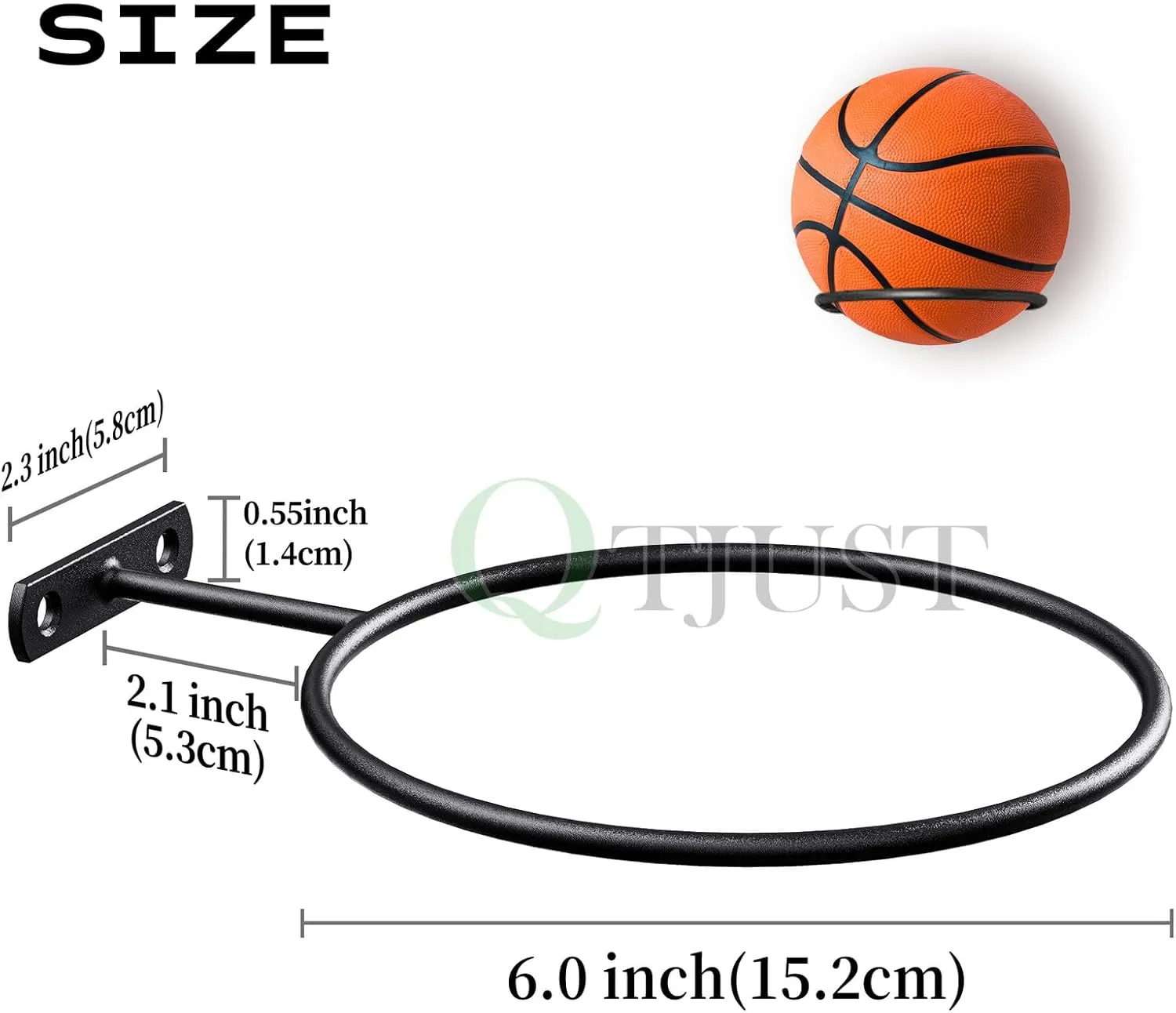 Mounted Ball Wall Storage Display Universal Ball Rack Metal Black Rack Holder Space Saver for Basketball Football Volleyball Soccer Storage Display