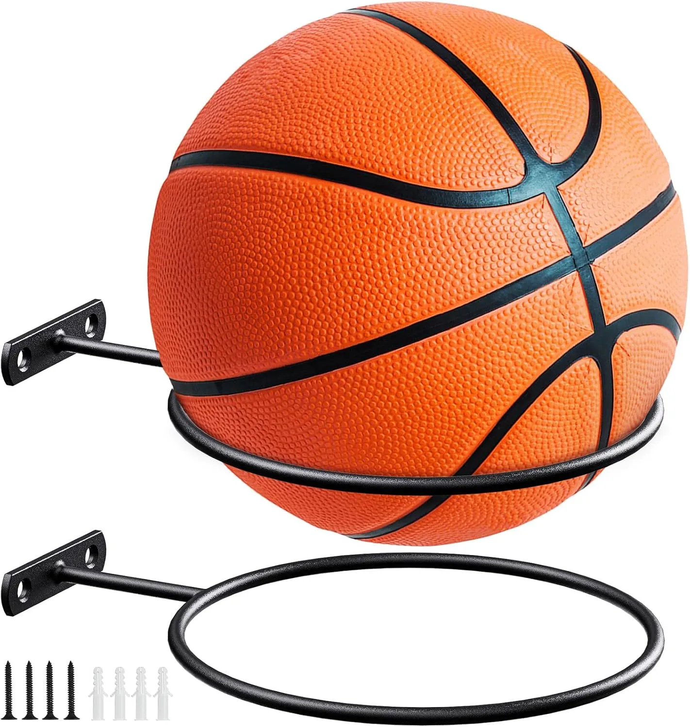Mounted Ball Wall Storage Display Universal Ball Rack Metal Black Rack Holder Space Saver for Basketball Football Volleyball Soccer Storage Display