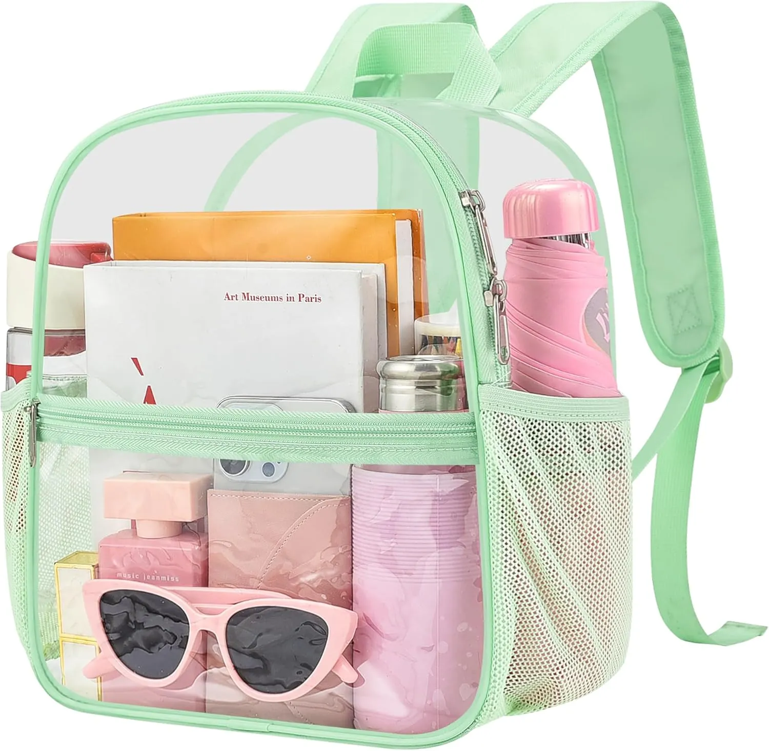 Oraben Clear Backpack for Stadium Events 12x12x6 Stadium Bag, Mini Small Clear Bag with Front Pocket for Concert Sport Events Work Travel