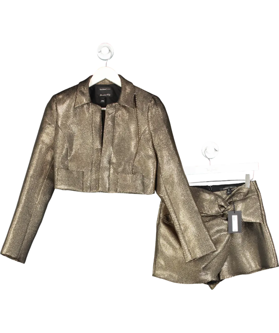 River Island 2-piece Tailored Wrap Mini Skort And Metallic Jacket set UK 6