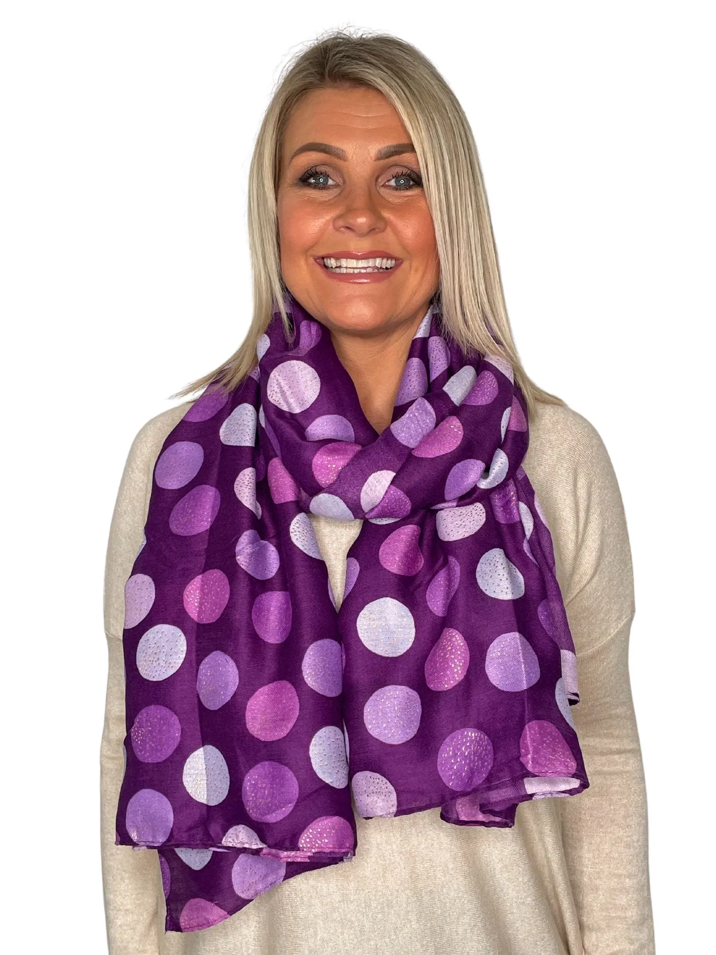 Selena Gold Glitter Speckled Circle Print Scarf