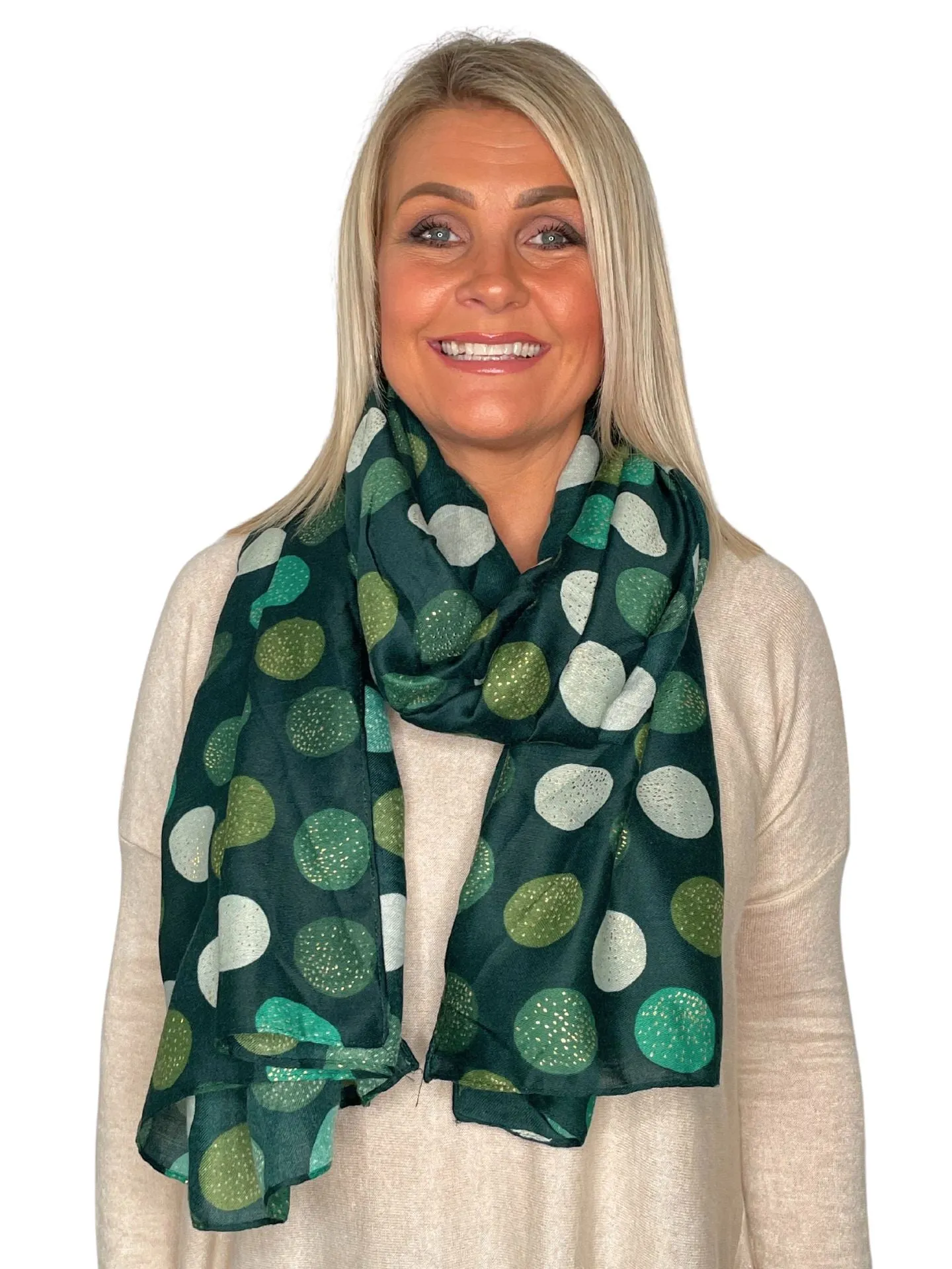 Selena Gold Glitter Speckled Circle Print Scarf