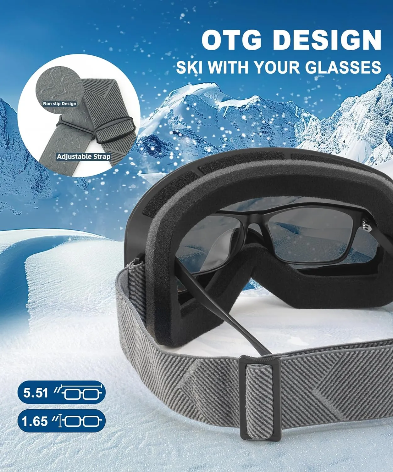 Ski Goggles for Men Women Snow Goggles Anti fog Snowboard Goggles with 100% UV Protection