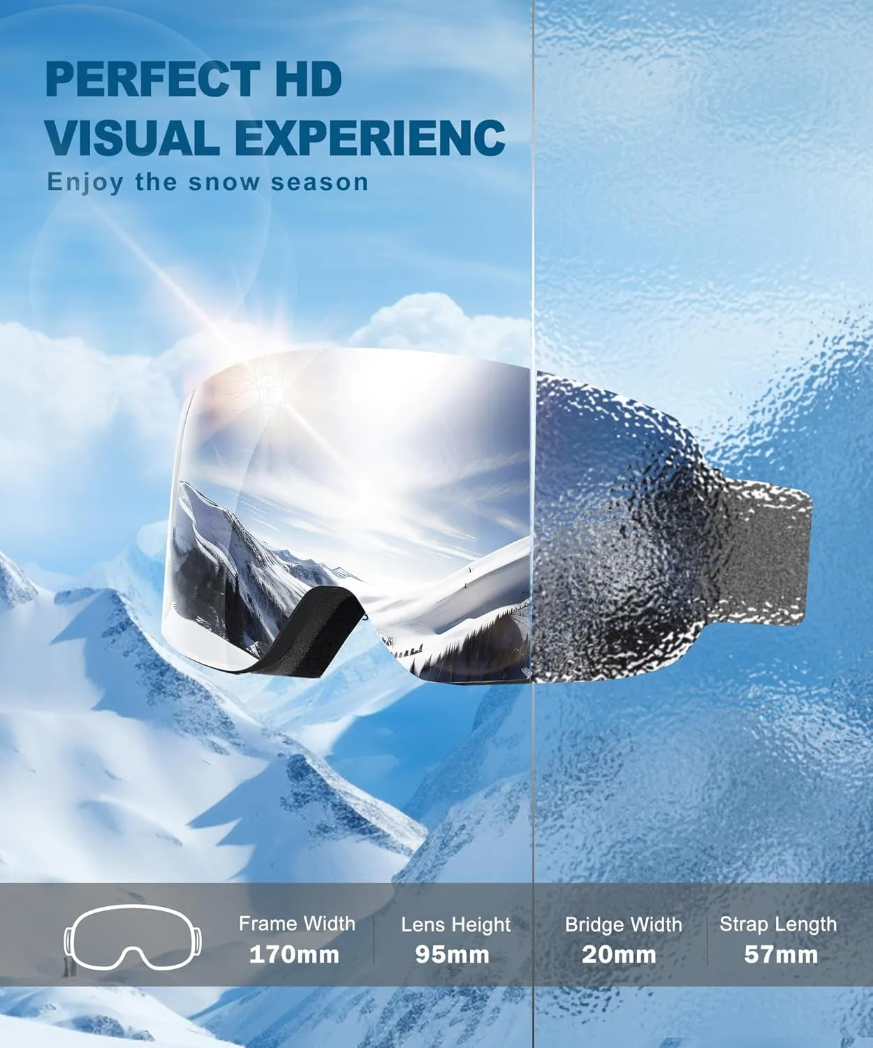 Ski Goggles for Men Women Snow Goggles Anti fog Snowboard Goggles with 100% UV Protection