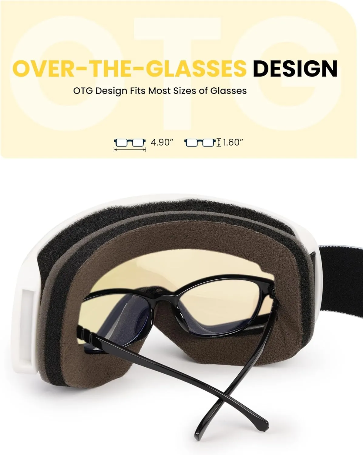 SNOWER Kids Ski Goggles, Anti-Fog Snow Goggles with OTG Design, 100% UV Protection, HD Lens for Kids Boys Girls