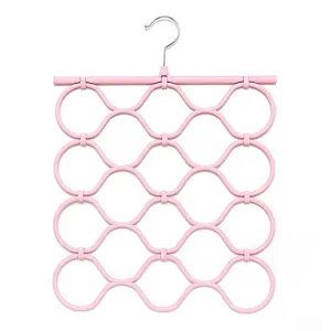 SYT Hangers Scarf Scarf Stand Creative Folding 18 Ring Scarf Stand tie Storage Rack,2 Pieces,Pink