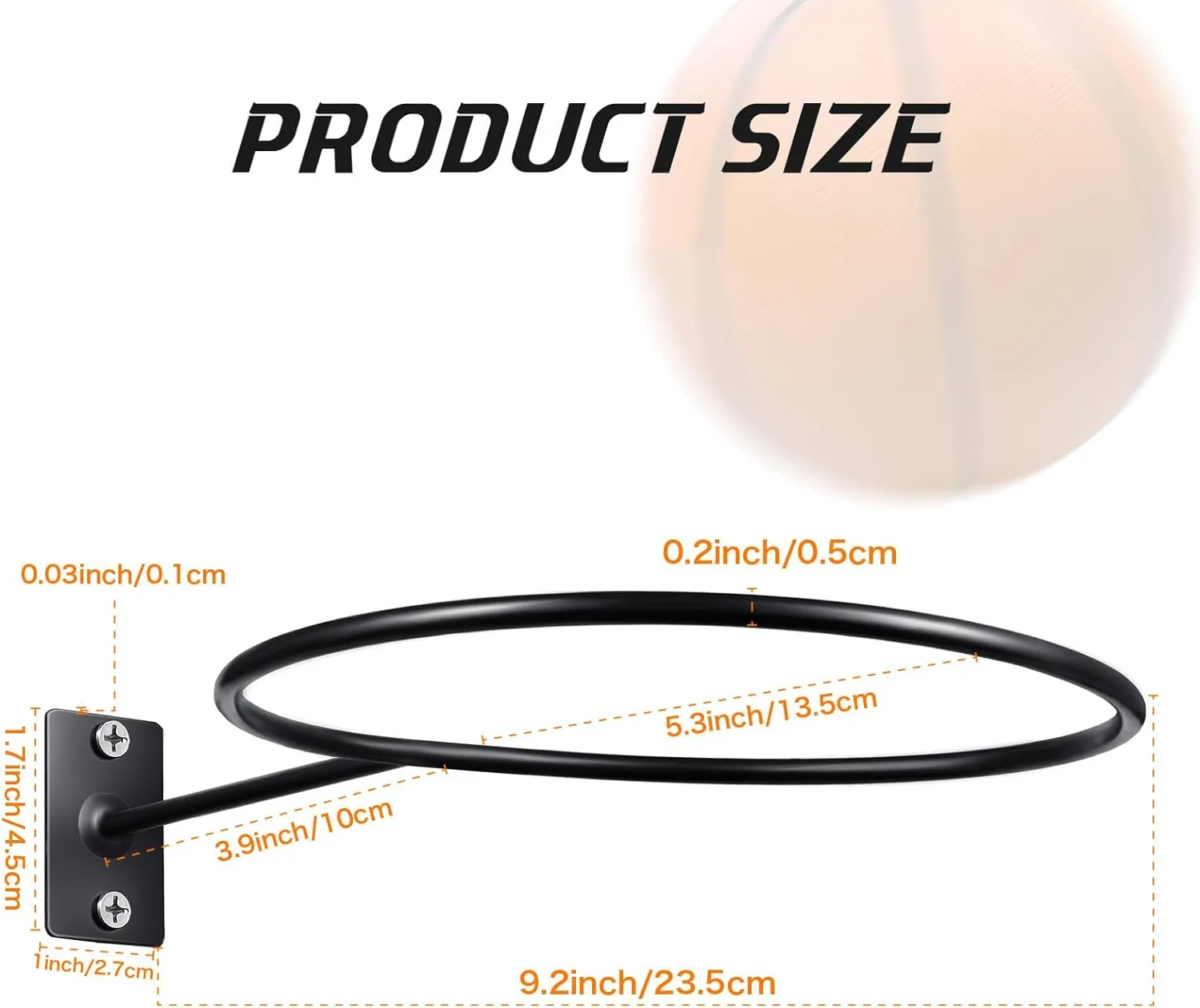Threan Basketball Holder Wall Mmount Universal Ball Storage Display Rack Metal Black Ball Holder Saver for Basketball Football Space Volleyball Soccer Storage Display