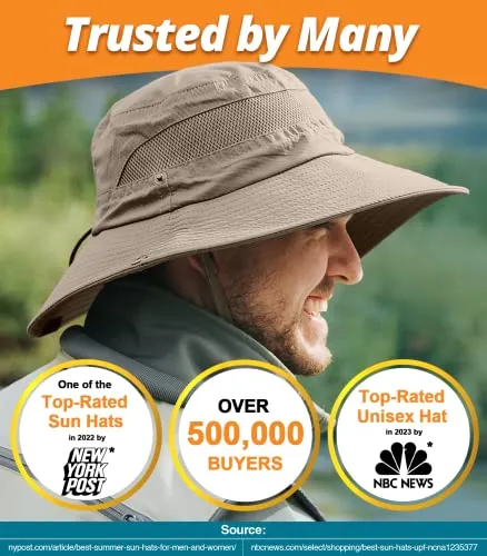 Wide Brim Sun Hat for Men and Women Khaki