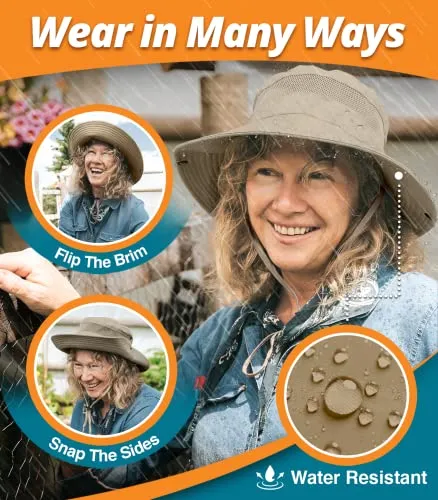 Wide Brim Sun Hat for Men and Women Khaki