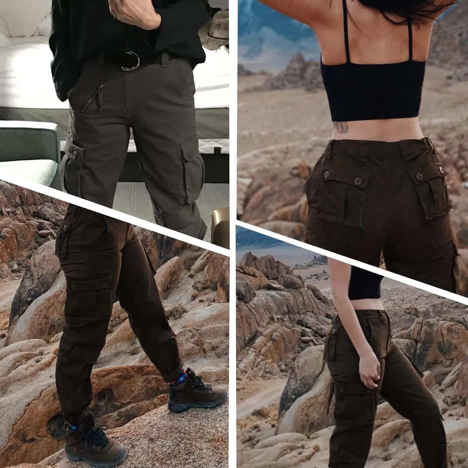Women's Cotton Casual Military Army Cargo Combat Work Pants with 8 Pocket