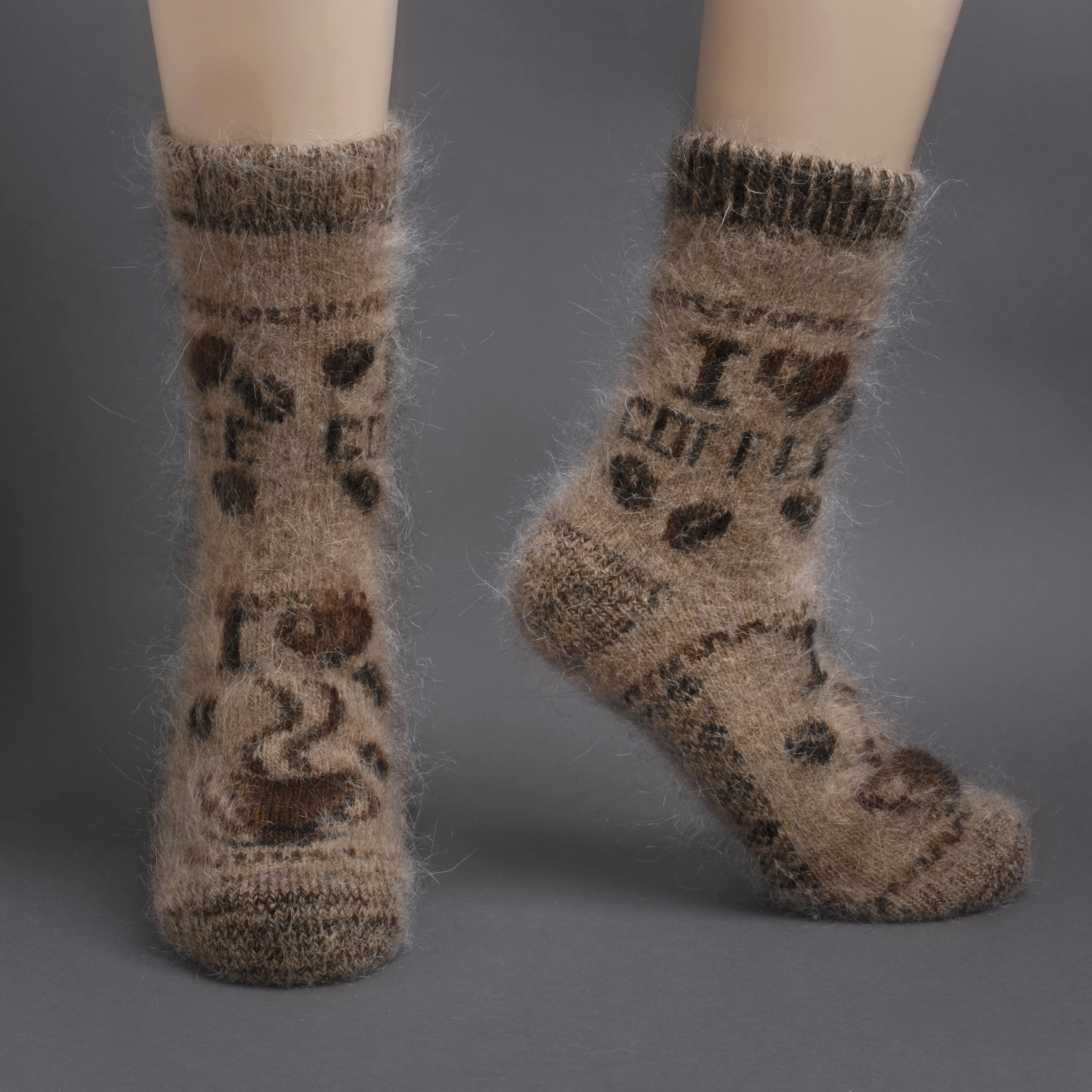 Women's I Love Coffee Thick Goat Wool Crew Socks