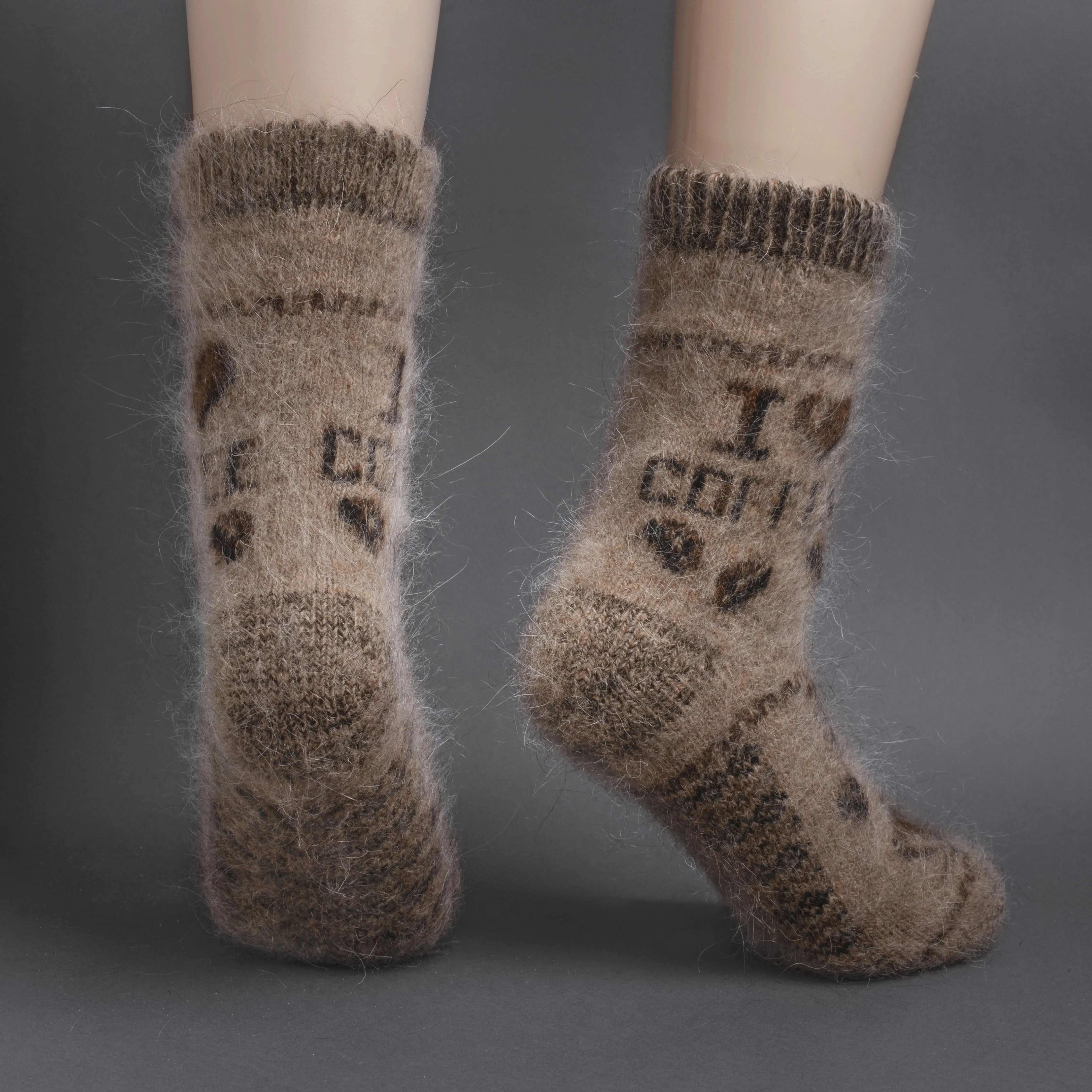 Women's I Love Coffee Thick Goat Wool Crew Socks